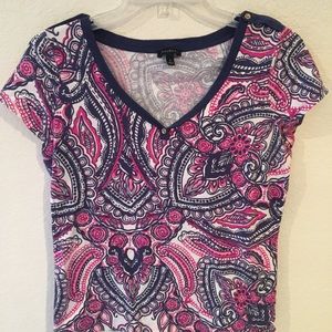 Fuchsia and Navy Talbots top